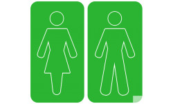 WC, toilette vert (2 stickers 15x15cm) - Sticker/autocollant