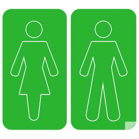 WC, toilette vert (2 stickers 15x15cm) - Sticker/autocollant