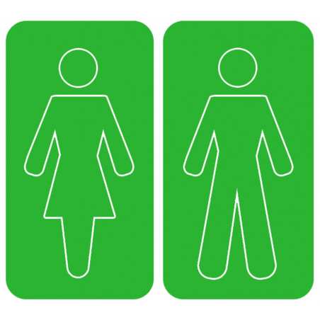 WC, toilette vert (2 stickers 10x10cm) - Sticker/autocollant