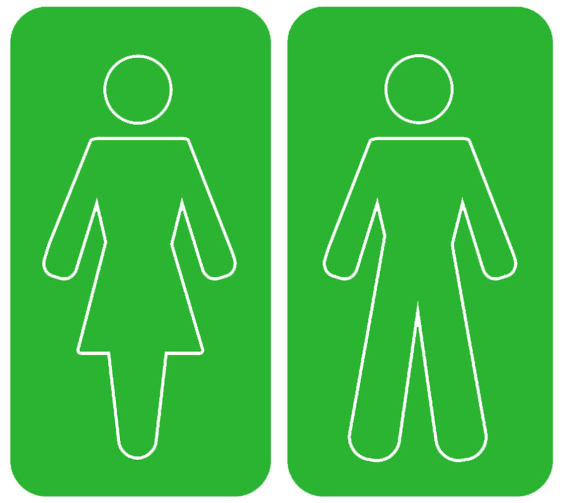WC, toilette vert (2 stickers 10x10cm) - Sticker/autocollant