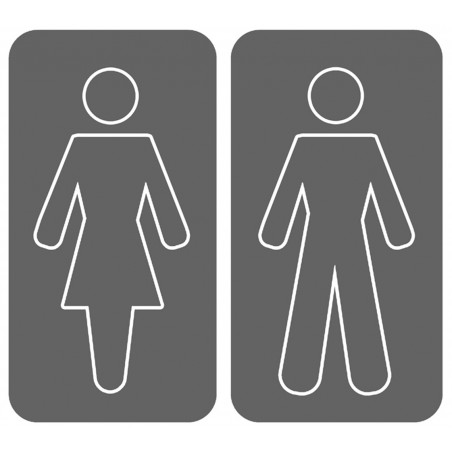 WC, toilette gris double (2 stickers 10x10cm) - Sticker/autocollant WC, toilette gris double (2 stickers 10x10cm) - Sticker/autocollant