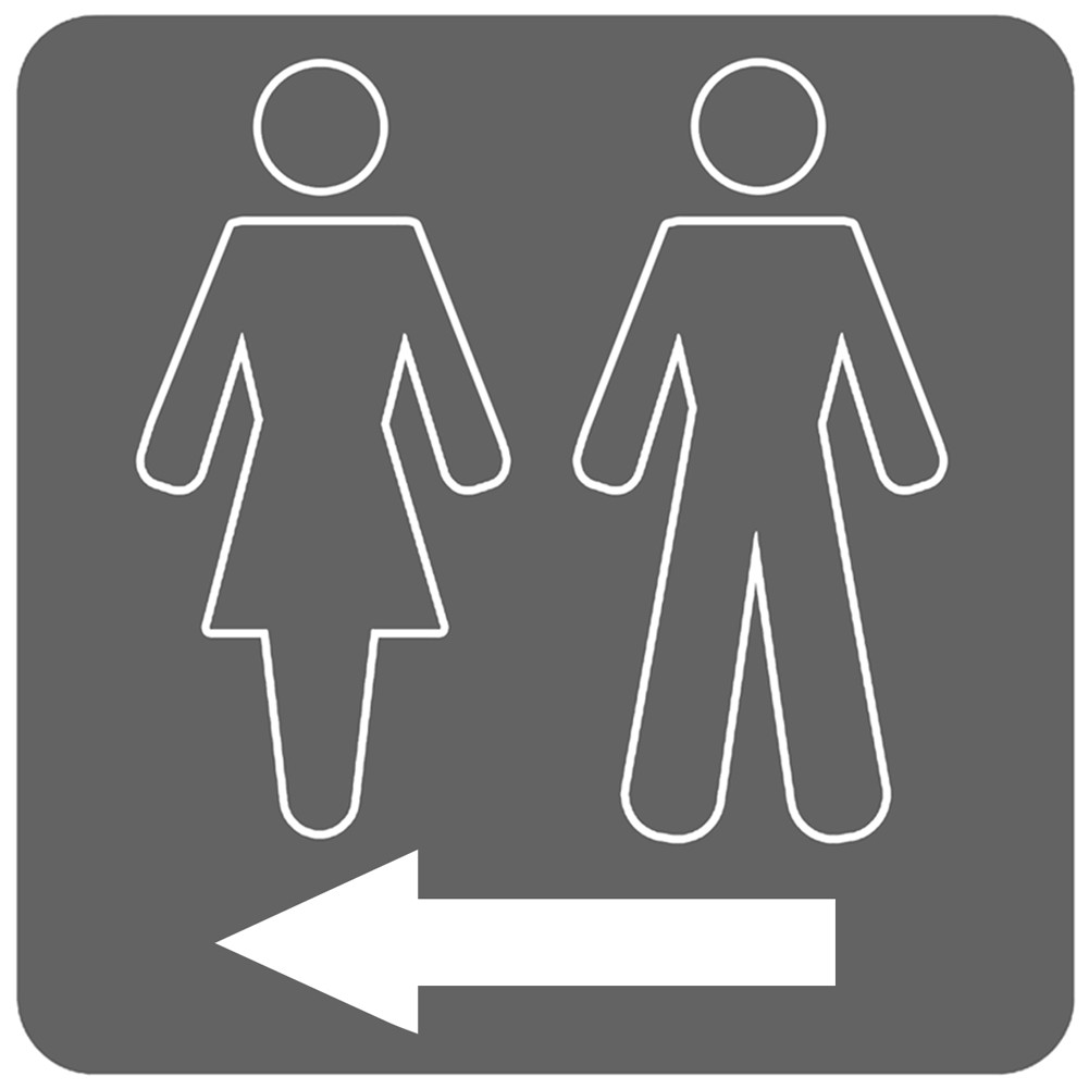 WC, toilette gris flèche gauche (10x10cm) - Sticker/autocollant