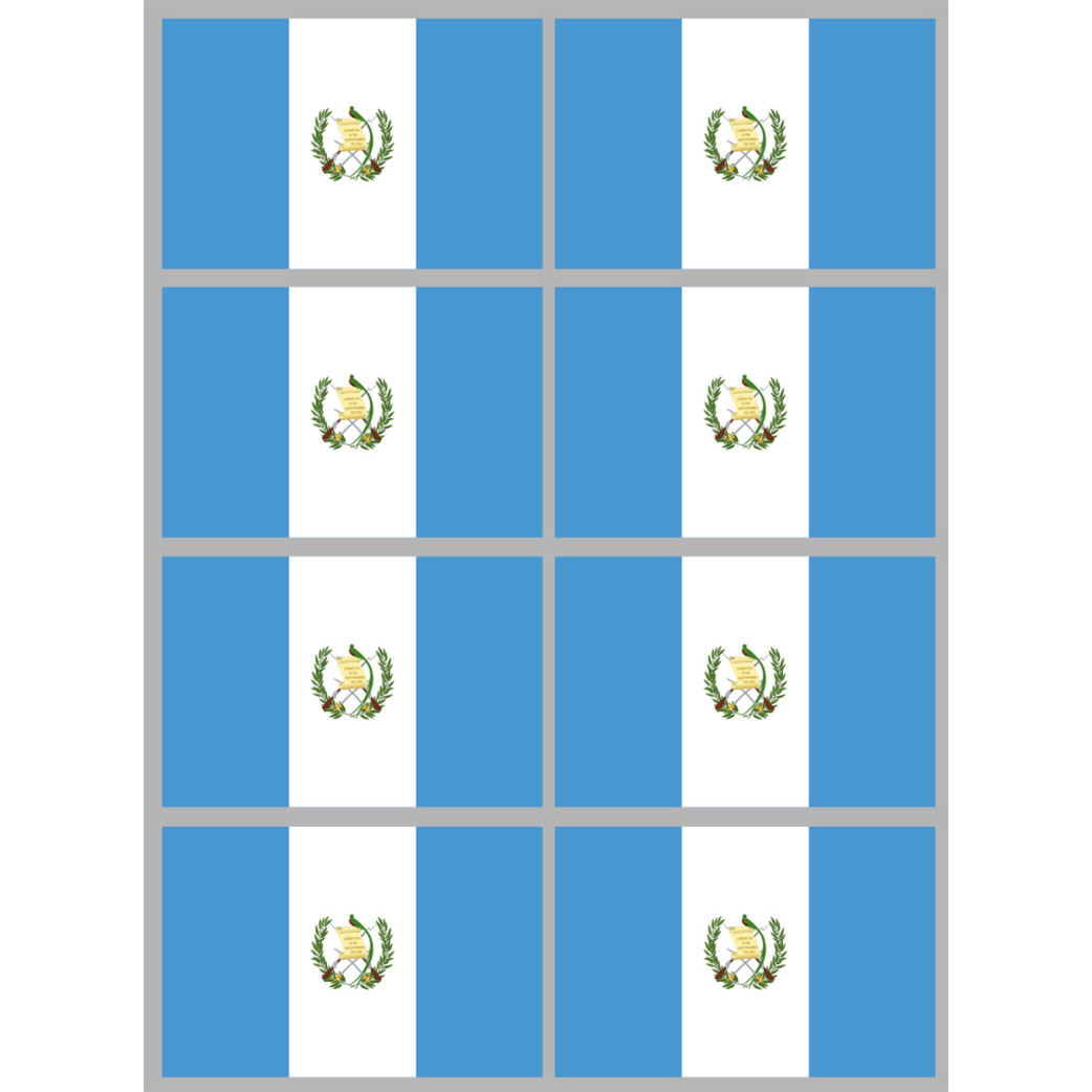 Drapeau Guatemala (8 stickers 9.5x6.3cm) - Sticker/autocollant