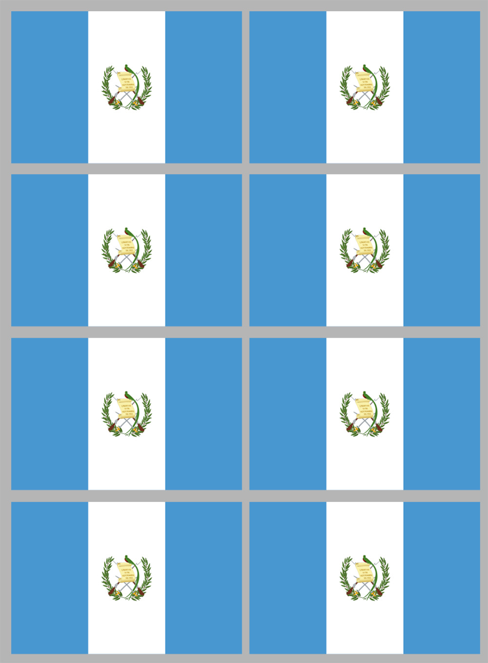 Drapeau Guatemala (8 stickers 9.5x6.3cm) - Sticker/autocollant
