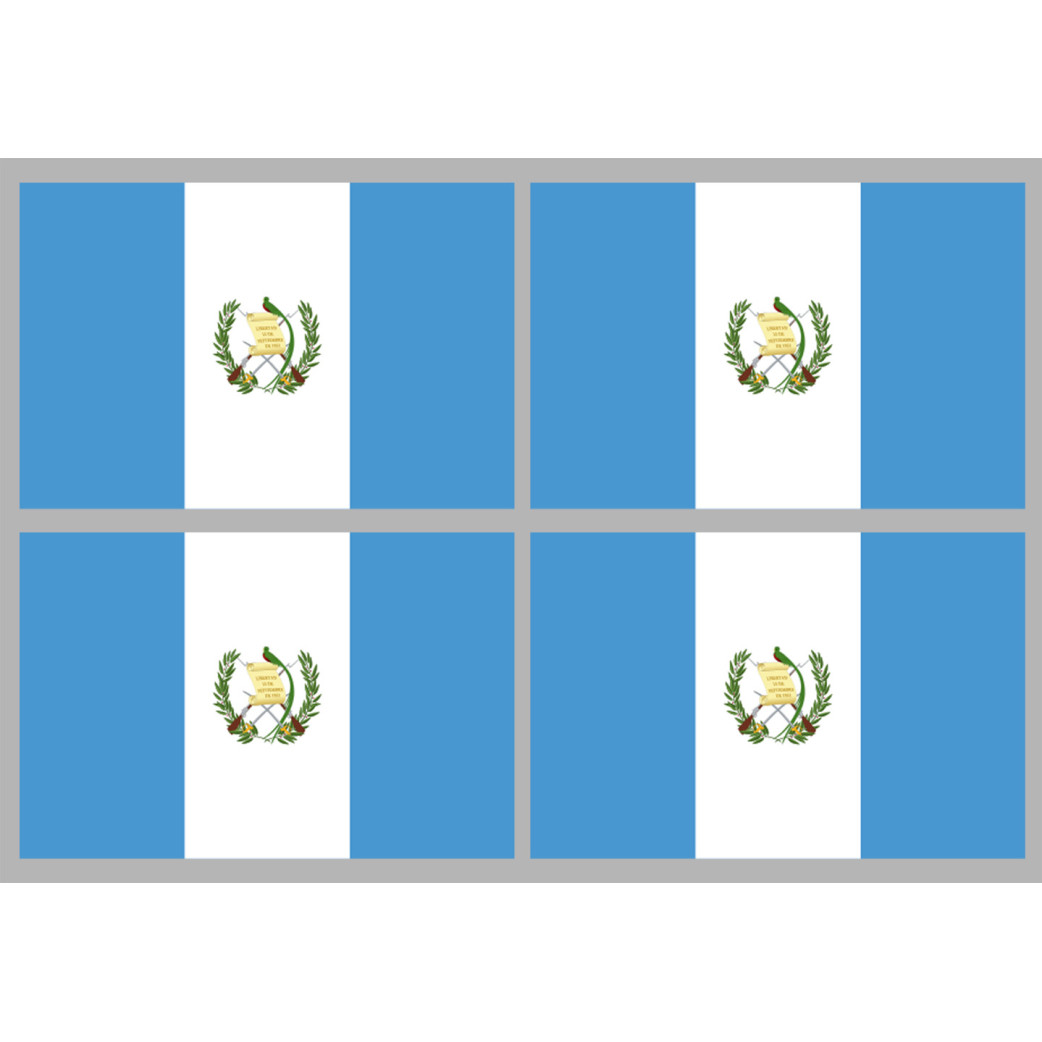 Drapeau Guatemala (4 stickers 9.5x6.3cm) - Sticker/autocollant