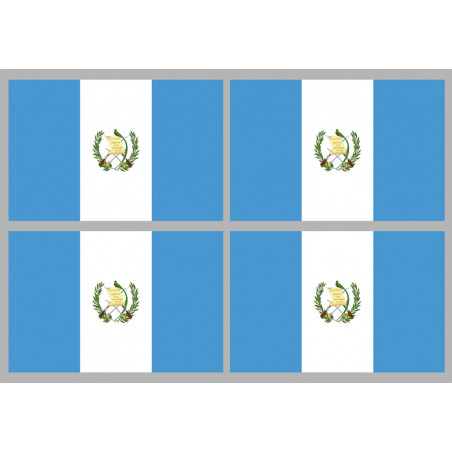 Drapeau Guatemala (4 stickers 9.5x6.3cm) - Sticker/autocollant