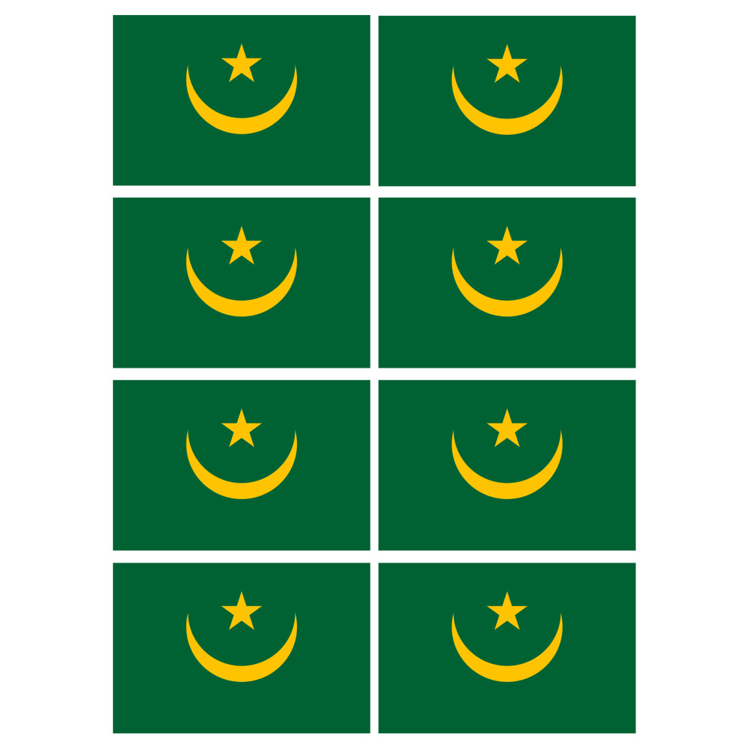 Drapeau Mauritanie (8 fois 9.5x6.3cm) - Sticker/autocollant