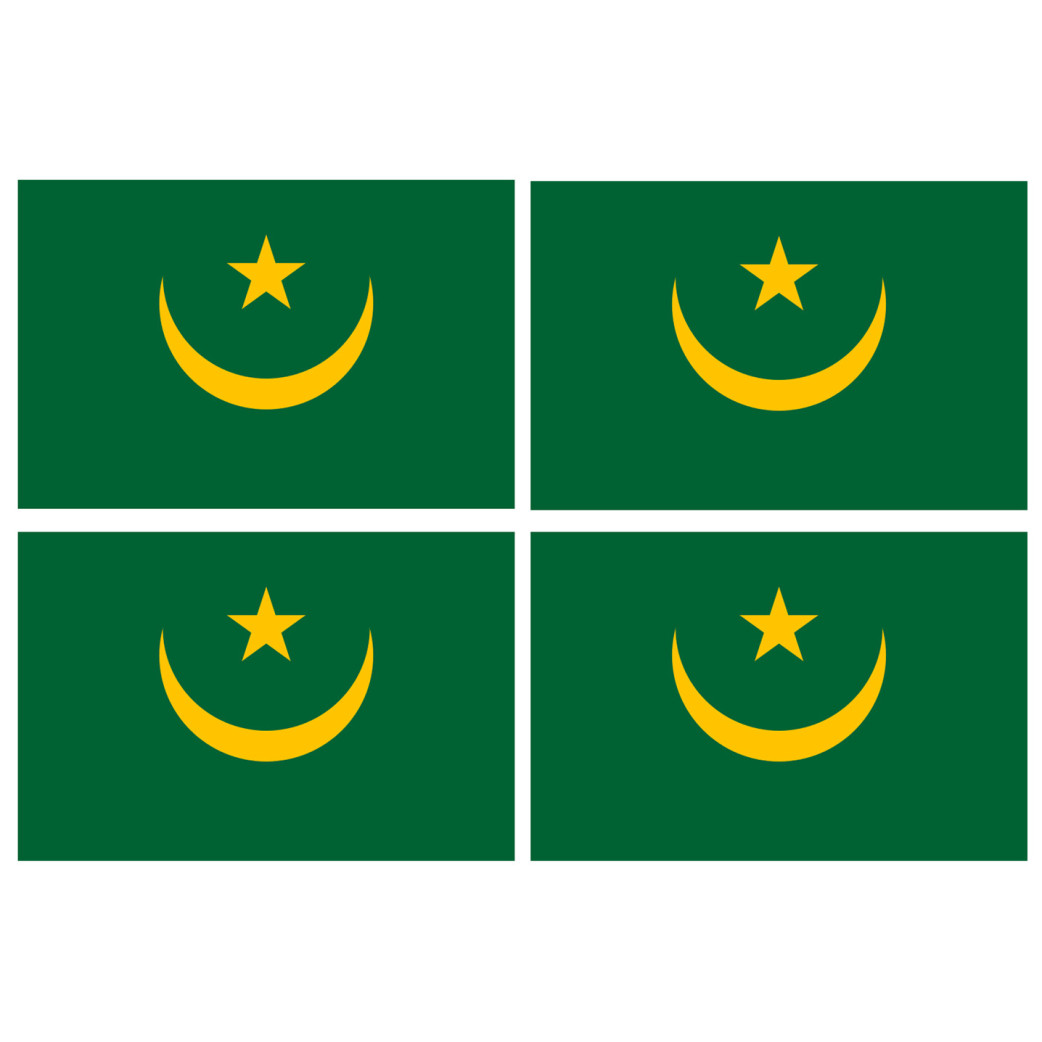 Drapeau Mauritanie (4 fois 9.5x6.3cm) - Sticker/autocollant