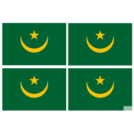 Drapeau Mauritanie (4 fois 9.5x6.3cm) - Sticker/autocollant
