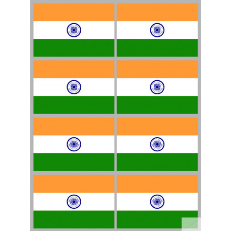 Drapeau Inde (8 fois 9.5x6.3cm) - Sticker/autocollant