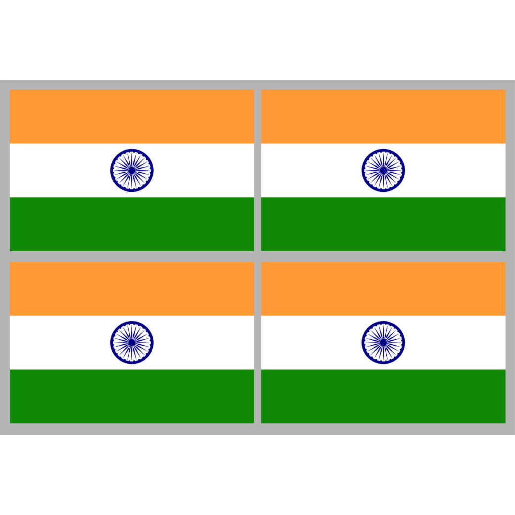 Drapeau Inde (4 fois 9.5x6.3cm) - Sticker/autocollant