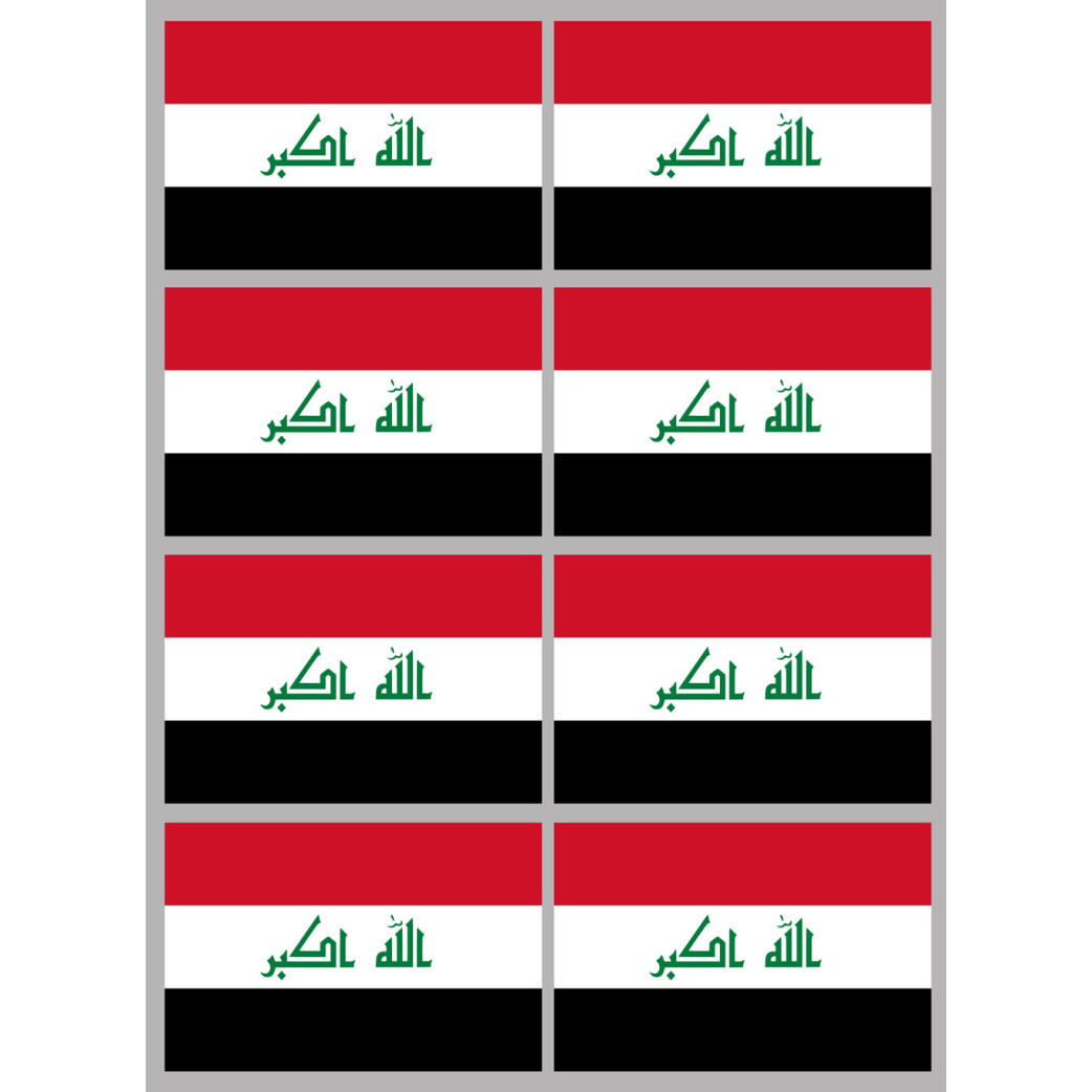 Drapeau Irak (8 fois 9.5x6.3cm) - Sticker/autocollant