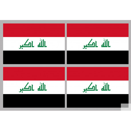 Drapeau Irak (4 fois 9.5x6.3cm) - Sticker/autocollant