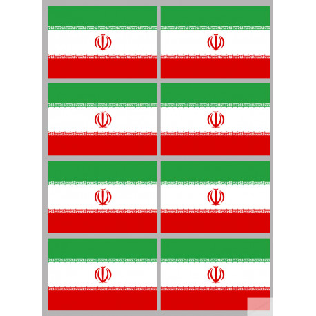Drapeau Iran (8 fois 9.5x6.3cm) - Sticker/autocollant