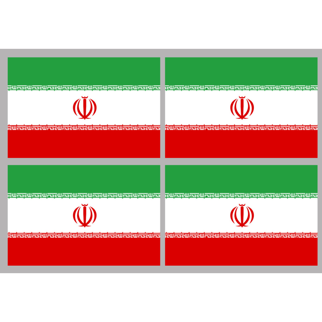 Drapeau Iran (4 fois 9.5x6.3cm) - Sticker/autocollant