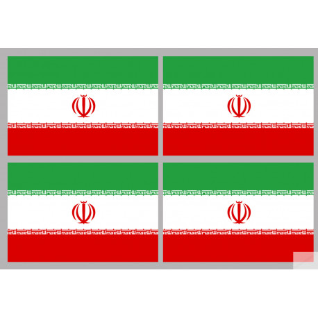 Drapeau Iran (4 fois 9.5x6.3cm) - Sticker/autocollant