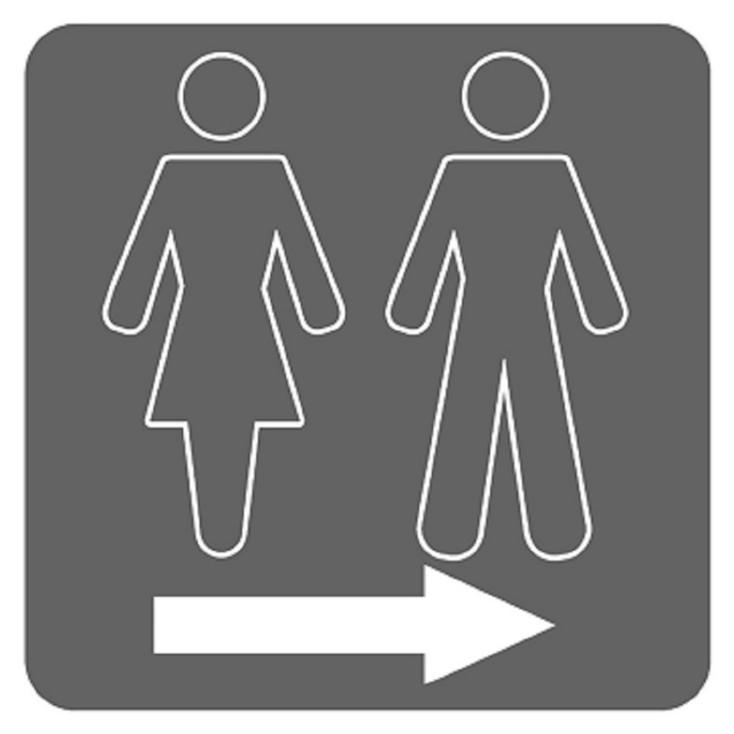 WC, toilette gris flèche droite (15x15cm) - Sticker/autocollant