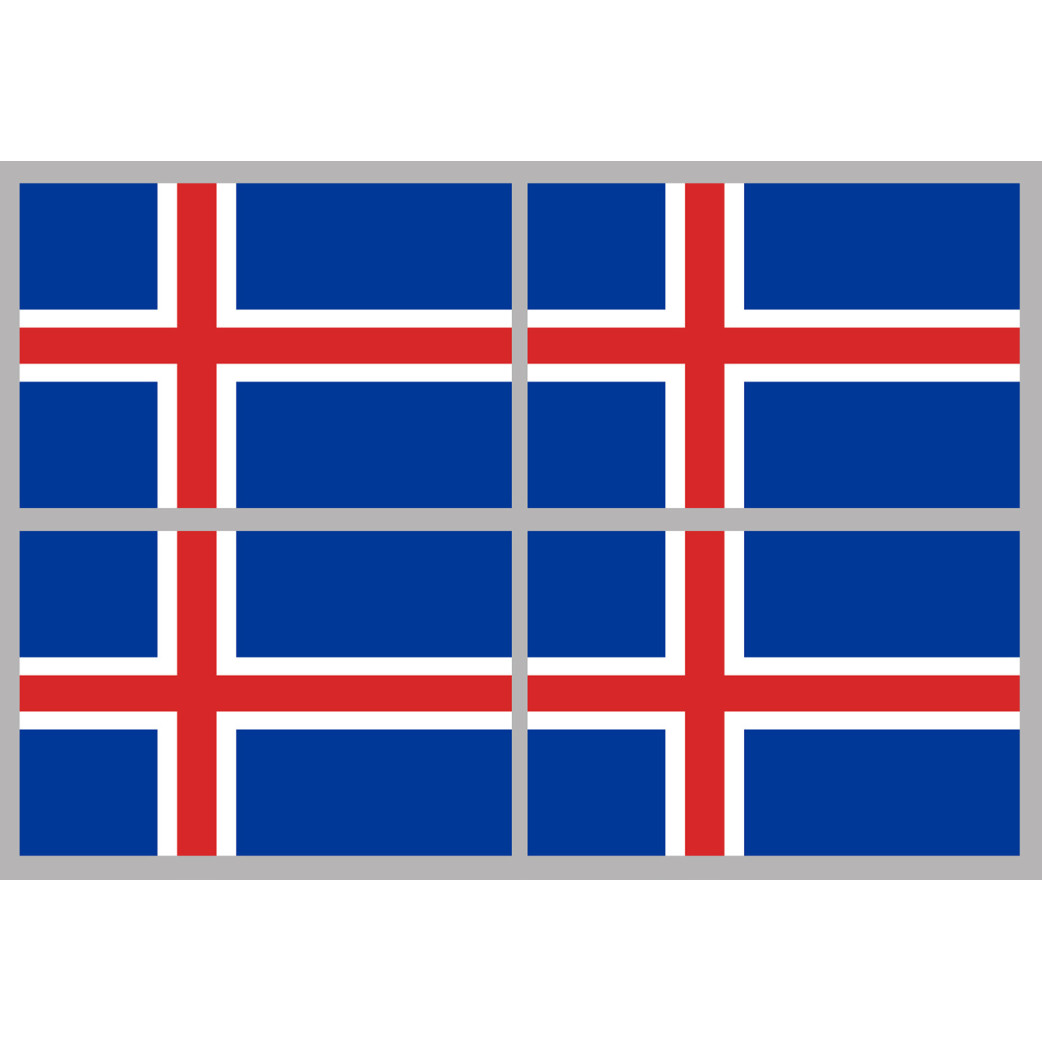 Drapeau Islande (4 fois 9.5x6.3cm) - Sticker/autocollant