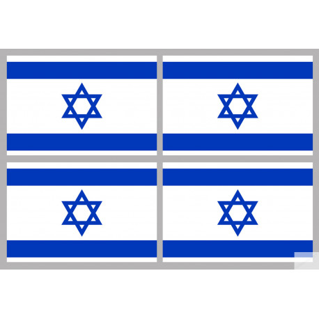 Drapeau Israel (4 fois 9.5x6.3cm) - Sticker/autocollant