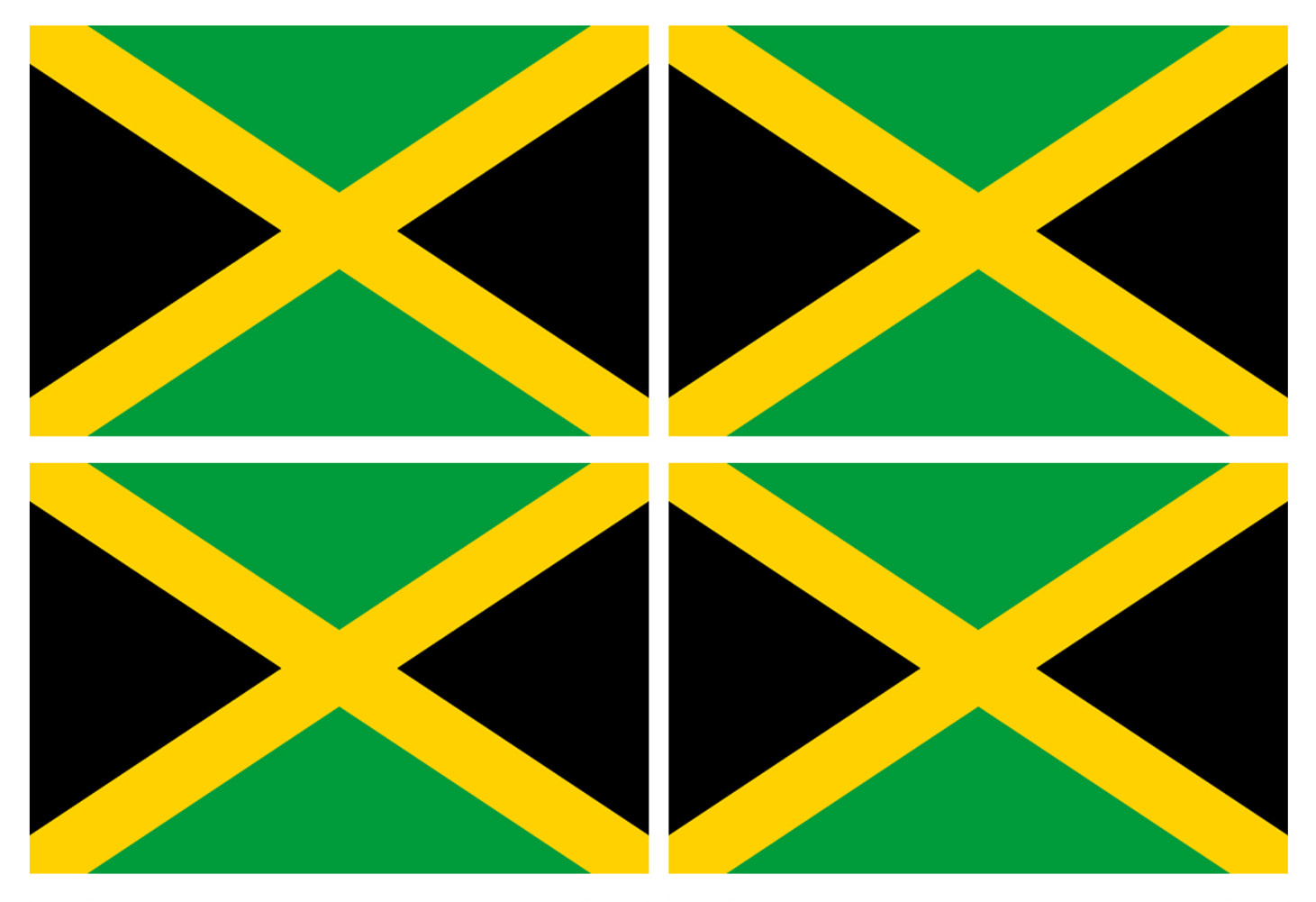 Drapeau Jamaïque (4 fois 9.5x6.3cm) - Sticker/autocollant