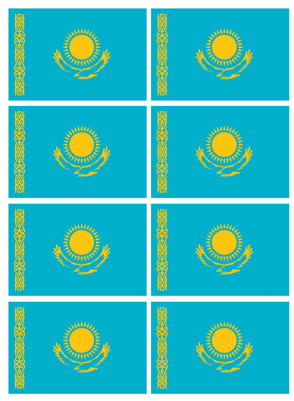 Drapeau Kazakhstan (8 fois 9.5x6.3cm) - Sticker/autocollant
