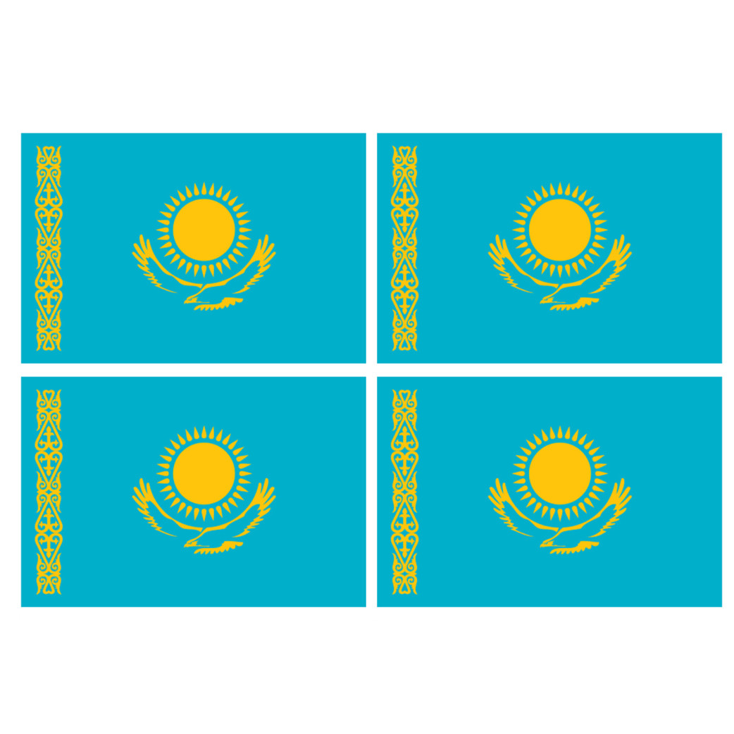 Drapeau Kazakhstan (4 fois 9.5x6.3cm) - Sticker/autocollant
