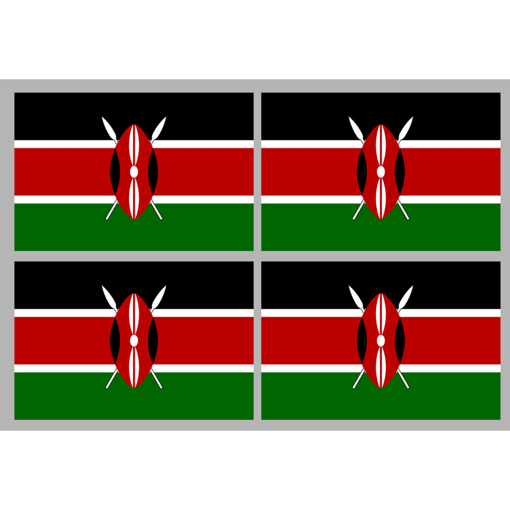 Drapeau Kenya (4 fois 9.5x6.3cm) - Sticker/autocollant