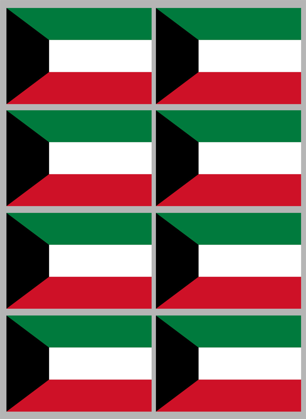 Drapeau Koweït (8 fois 9.5x6.3cm) - Sticker/autocollant