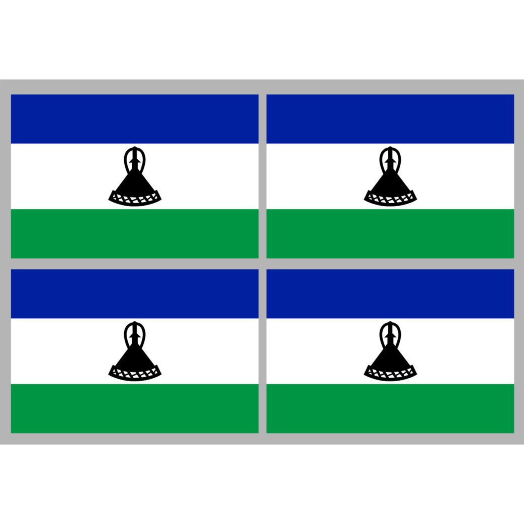 Drapeau Lesotho (4 fois 9.5x6.3cm) - Sticker/autocollant