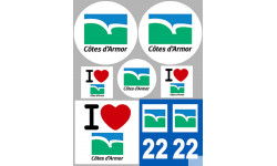 Département 22 Côtes-d'Armor (8 autocollants variés) - Sticker/autocollant