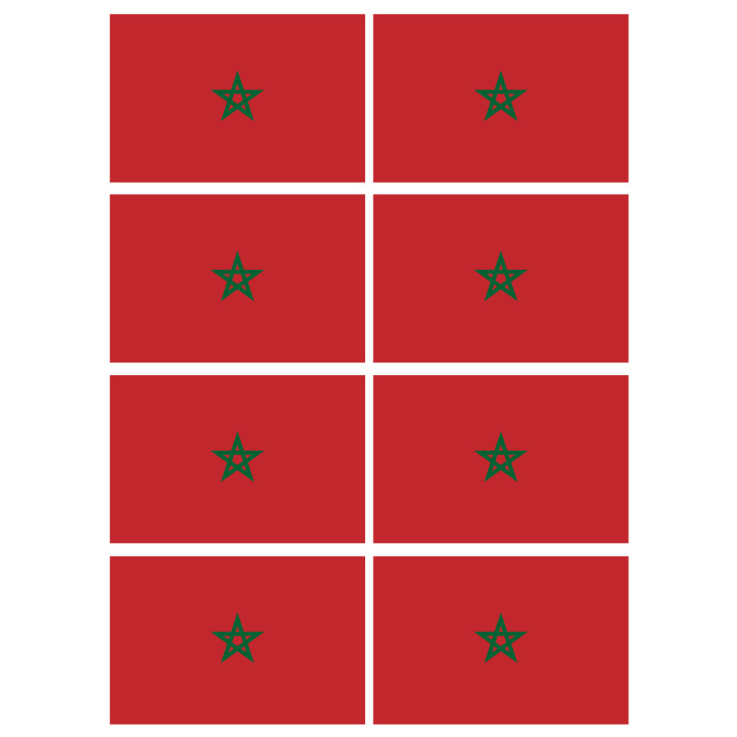 Drapeau Maroc (8 fois 9.5x6.3cm) - Sticker/autocollant