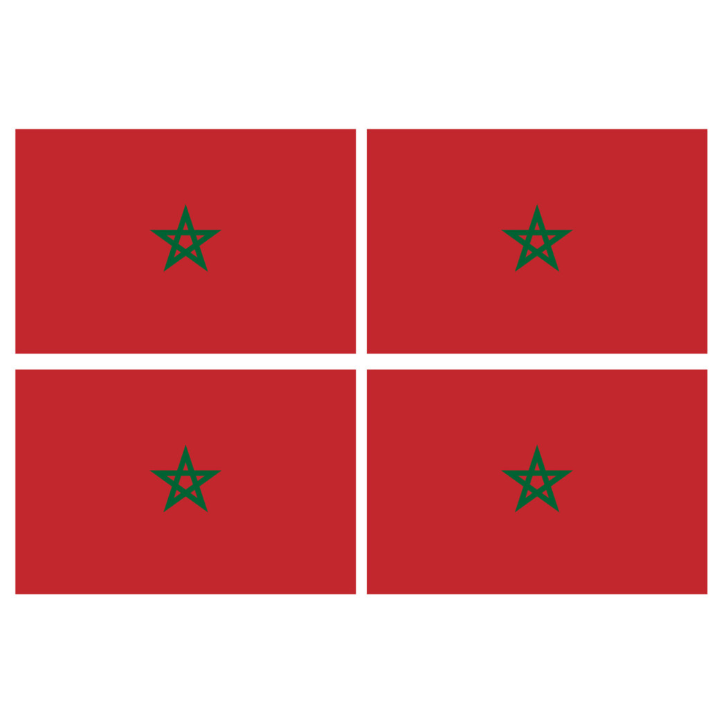 Drapeau Maroc (4 fois 9.5x6.3cm) - Sticker/autocollant