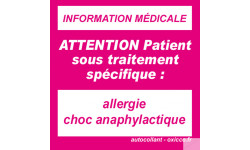 Allergie choc anaphylactique (5x5cm) - Sticker/autocollant