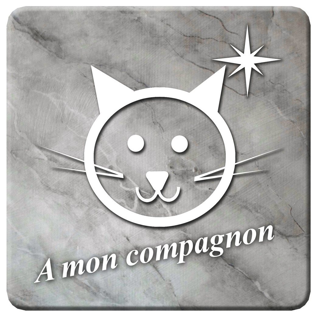 chat marbre gris (15x15cm) - Sticker/autocollant