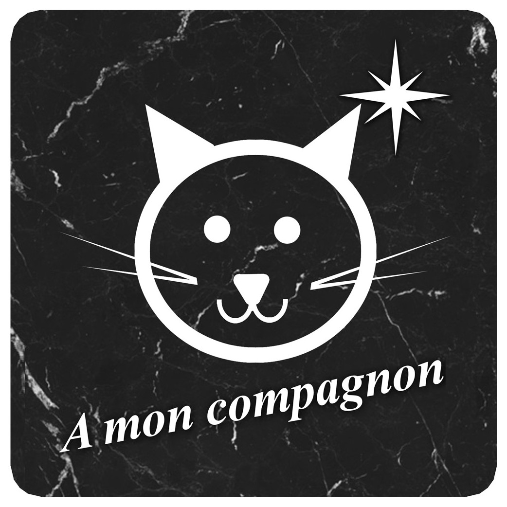 chat marbre noir (15x15cm) - Sticker/autocollant