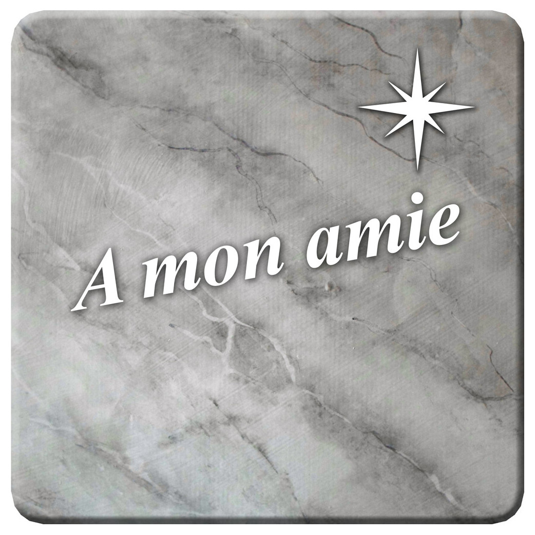 à mon amie marbre gris (10x10cm) - Sticker/autocollant