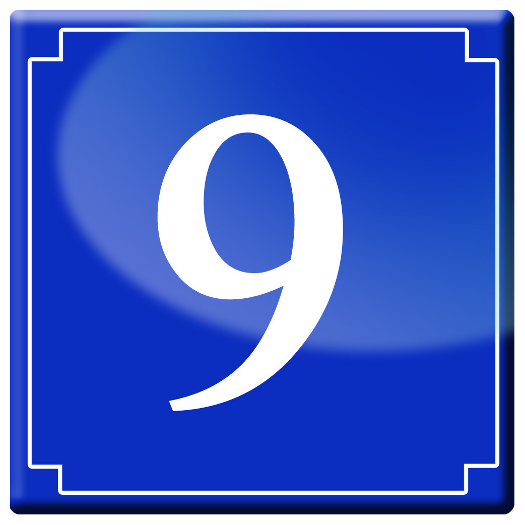 numéro de rue 9 - classique 10x10cm - Sticker/autocollant