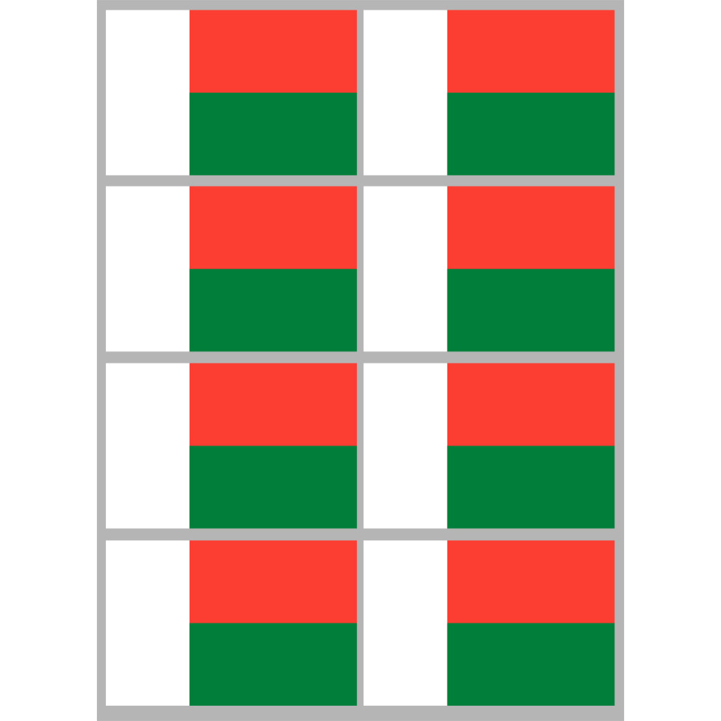 Drapeau Madagascar (8 fois 9.5x6.3cm) - Sticker/autocollant