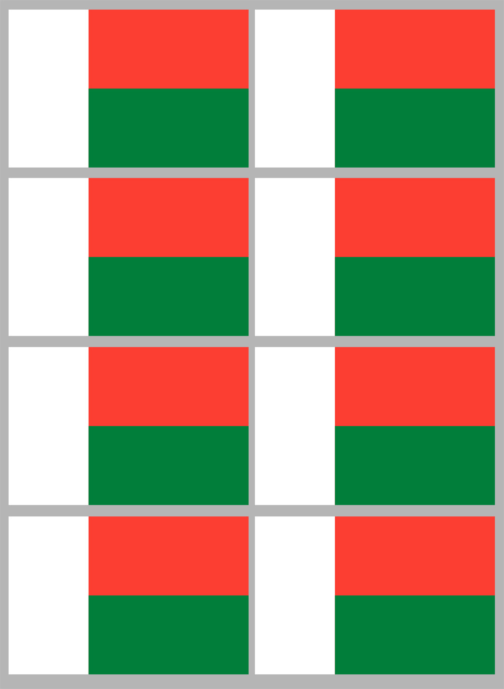 Drapeau Madagascar (8 fois 9.5x6.3cm) - Sticker/autocollant