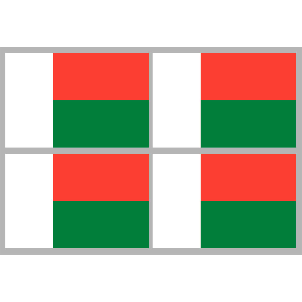 Drapeau Madagascar (4 fois 9.5x6.3cm) - Sticker/autocollant