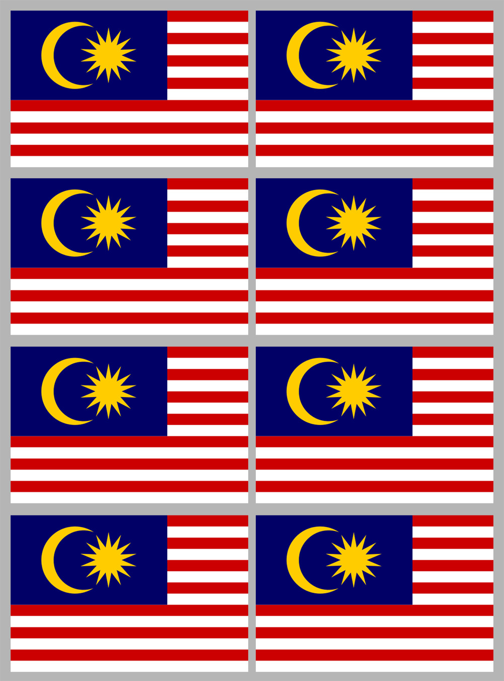 Drapeau Malaisie (8 fois 9.5x6.3cm) - Sticker/autocollant