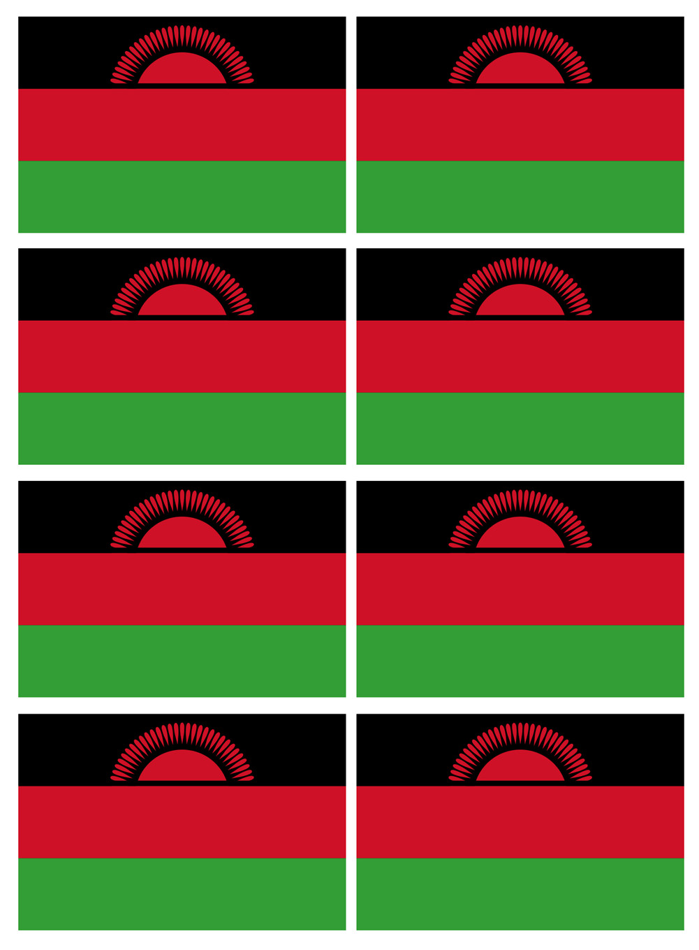 Drapeau Malawi (8 fois 9.5x6.3cm) - Sticker/autocollant