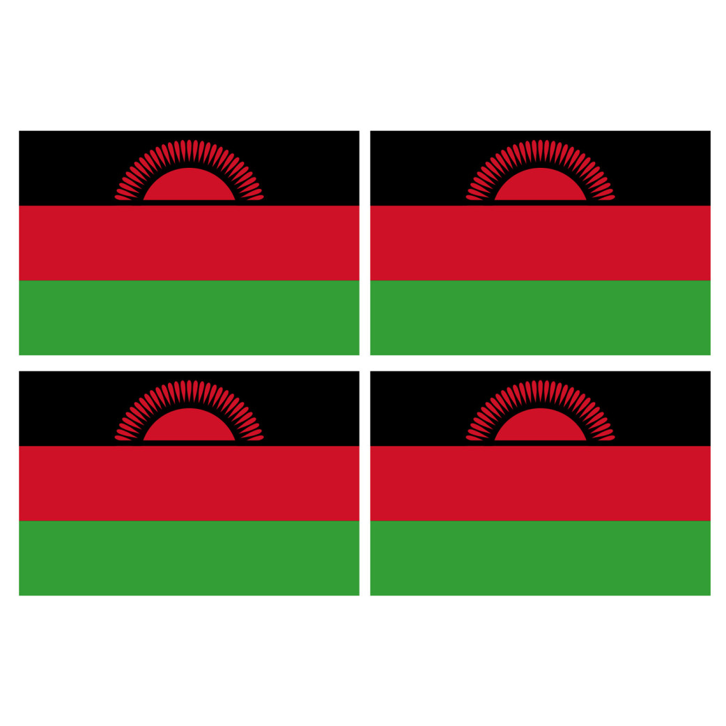 Drapeau Malawi (4 fois 9.5x6.3cm) - Sticker/autocollant