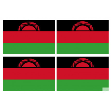 Drapeau Malawi (4 fois 9.5x6.3cm) - Sticker/autocollant