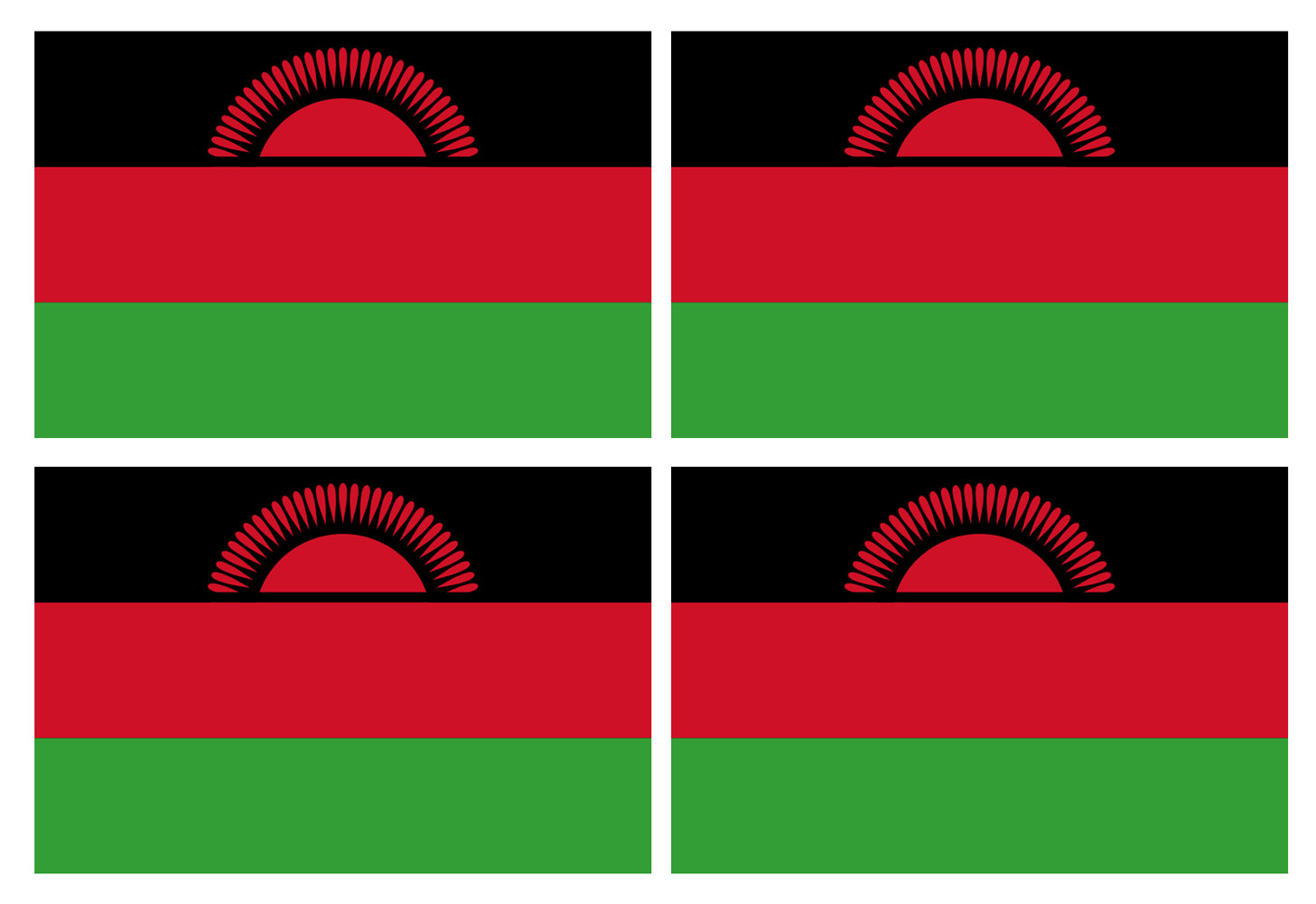 Drapeau Malawi (4 fois 9.5x6.3cm) - Sticker/autocollant