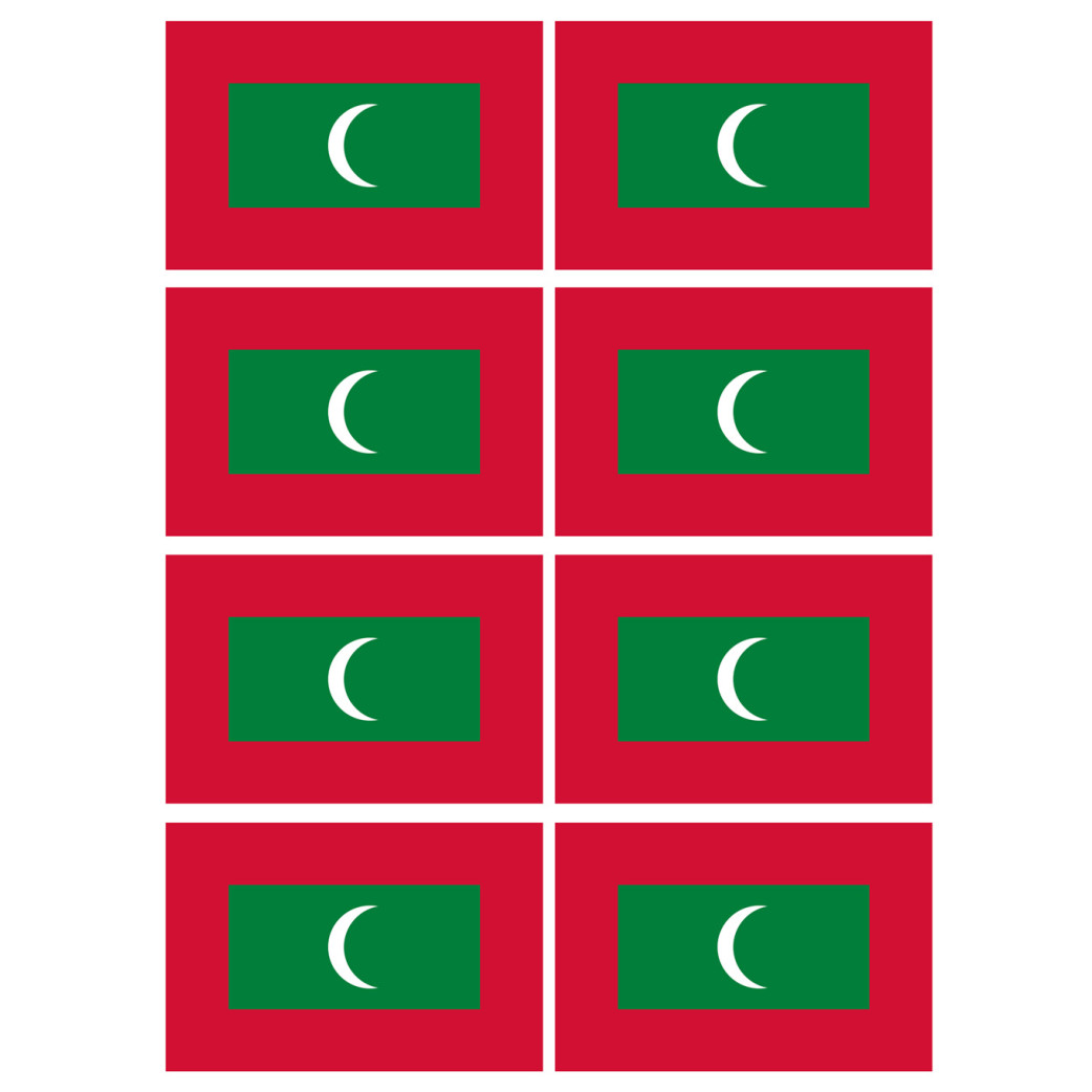 Drapeau Maldives (8 fois 9.5x6.3cm) - Sticker/autocollant