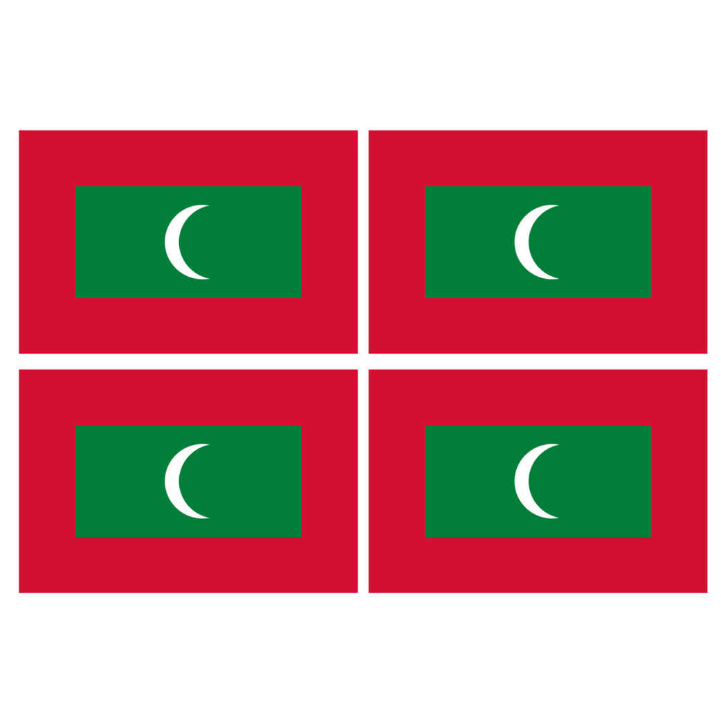Drapeau Maldives (4 fois 9.5x6.3cm) - Sticker/autocollant