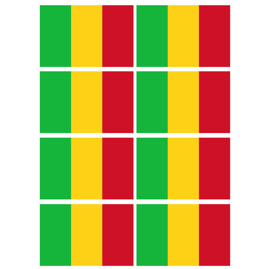 Drapeau Mali (8 fois 9.5x6.3cm) - Sticker/autocollant