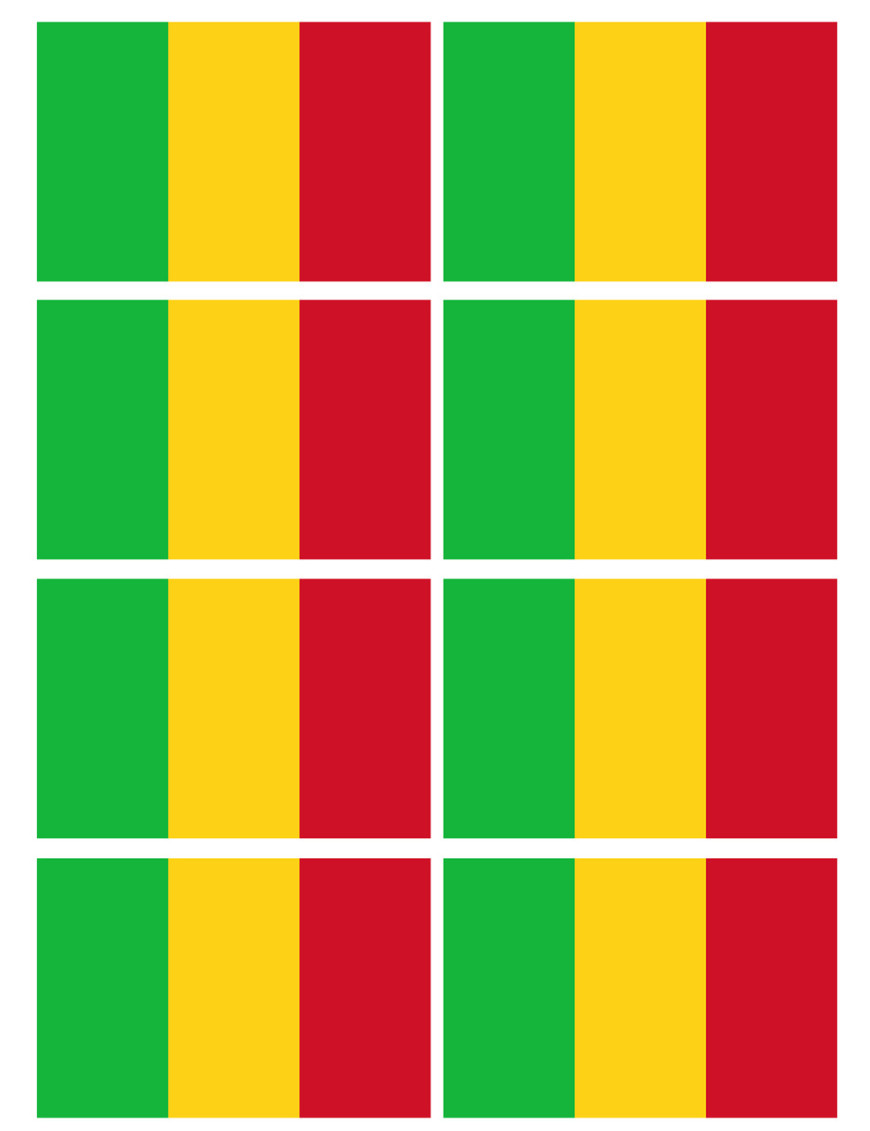 Drapeau Mali (8 fois 9.5x6.3cm) - Sticker/autocollant