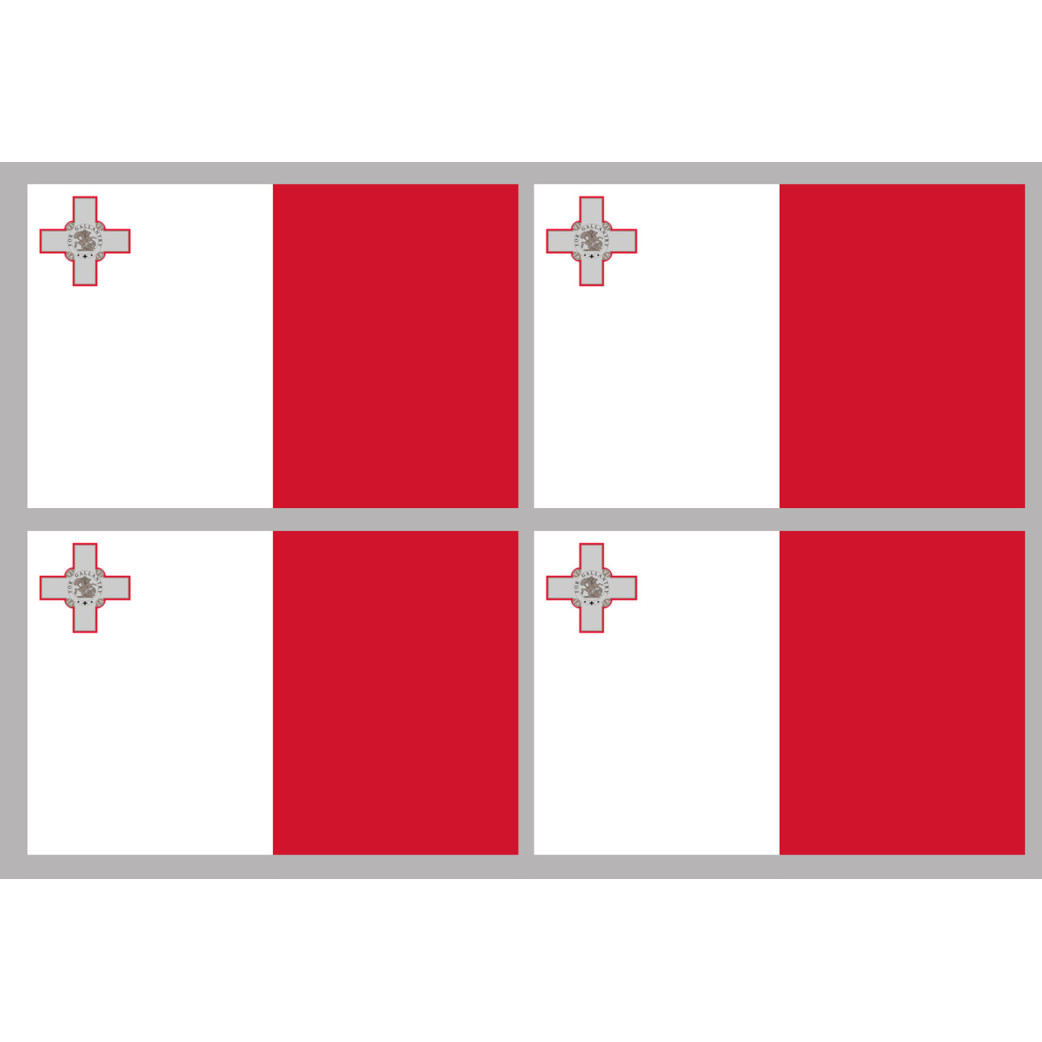 Drapeau Malte (4 fois 9.5x6.3cm) - Sticker/autocollant